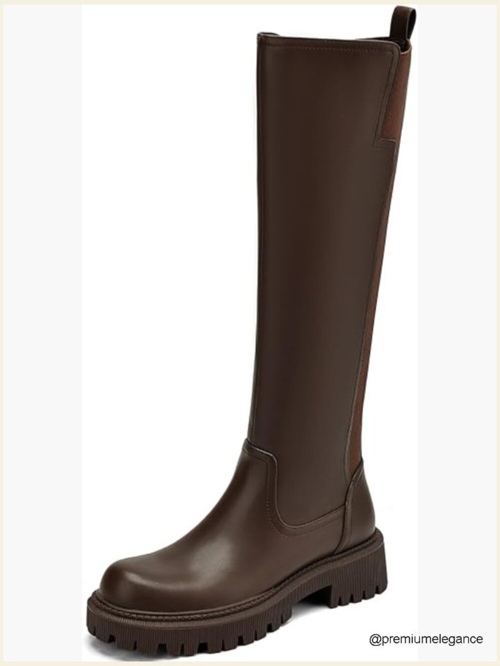 Women's Knee High Boots Platform Lug Sole Stretch Round Toe Riding Boots - Picture 1 of 7
